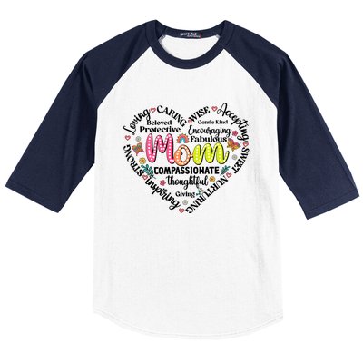 Retro Mama Grandma Auntie Heart Baseball Sleeve Shirt