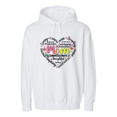 Retro Mama Grandma Auntie Heart Garment-Dyed Fleece Hoodie