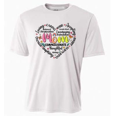 Retro Mama Grandma Auntie Heart Cooling Performance Crew T-Shirt