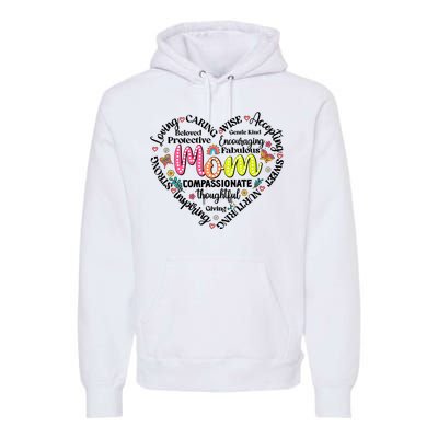 Retro Mama Grandma Auntie Heart Premium Hoodie