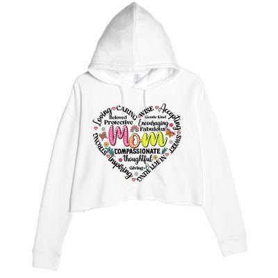 Retro Mama Grandma Auntie Heart Crop Fleece Hoodie