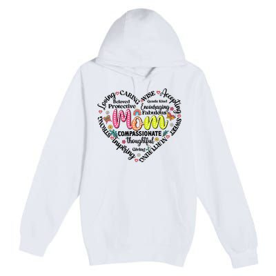 Retro Mama Grandma Auntie Heart Premium Pullover Hoodie