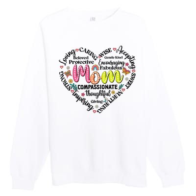 Retro Mama Grandma Auntie Heart Premium Crewneck Sweatshirt