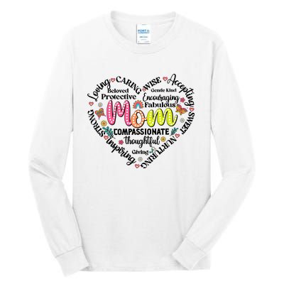 Retro Mama Grandma Auntie Heart Tall Long Sleeve T-Shirt