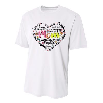 Retro Mama Grandma Auntie Heart Performance Sprint T-Shirt