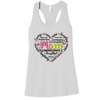 Retro Mama Grandma Auntie Heart Women's Racerback Tank