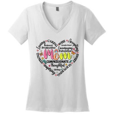 Retro Mama Grandma Auntie Heart Women's V-Neck T-Shirt