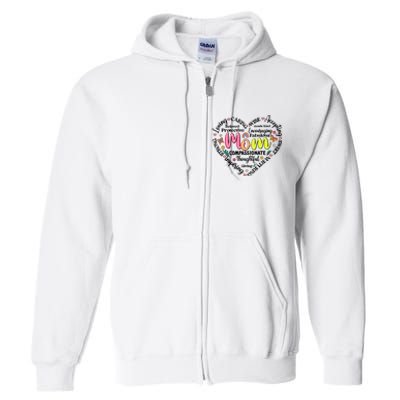 Retro Mama Grandma Auntie Heart Full Zip Hoodie