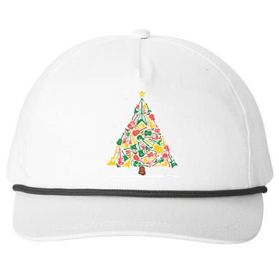 Rock Music Guitar Christmas Tree Rock And Roll Xmas Long Sleeve Snapback Five-Panel Rope Hat