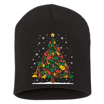 Rock Music Guitar Christmas Tree Rock And Roll Xmas Long Sleeve Short Acrylic Beanie