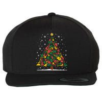 Rock Music Guitar Christmas Tree Rock And Roll Xmas Long Sleeve Wool Snapback Cap