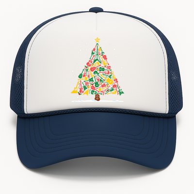 Rock Music Guitar Christmas Tree Rock And Roll Xmas Long Sleeve Trucker Hat