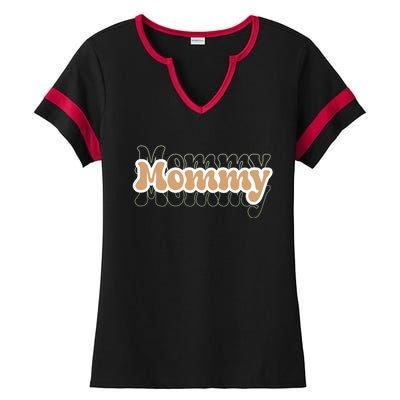 Retro Mommy Gift For Mothers Day Ladies Halftime Notch Neck Tee