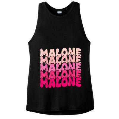 Retro Malone Girl First Name Boy Personalized Groovy 80S Ladies PosiCharge Tri-Blend Wicking Tank
