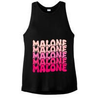 Retro Malone Girl First Name Boy Personalized Groovy 80S Ladies PosiCharge Tri-Blend Wicking Tank