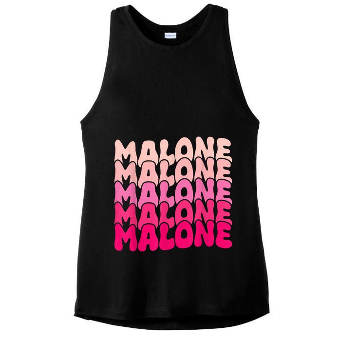 Retro Malone Girl First Name Boy Personalized Groovy 80S Ladies PosiCharge Tri-Blend Wicking Tank