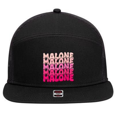 Retro Malone Girl First Name Boy Personalized Groovy 80S 7 Panel Mesh Trucker Snapback Hat