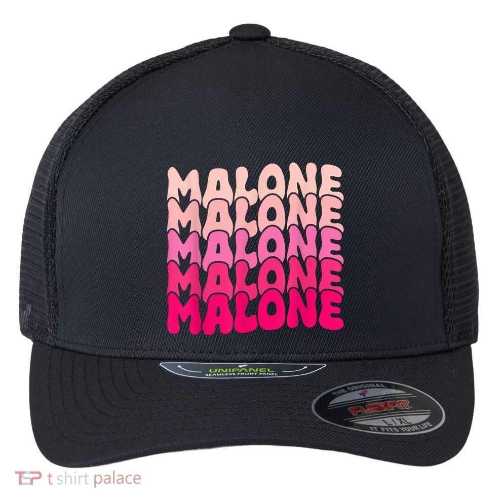 Retro Malone Girl First Name Boy Personalized Groovy 80S Flexfit Unipanel Trucker Cap