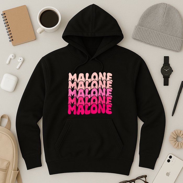 Retro Malone Girl First Name Boy Personalized Groovy 80S Hoodie