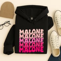 Retro Malone Girl First Name Boy Personalized Groovy 80S Hoodie