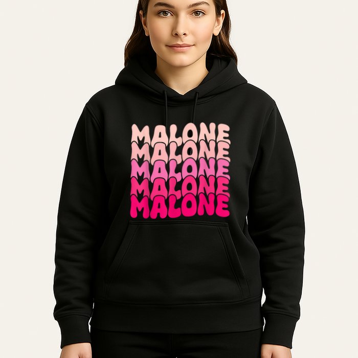 Retro Malone Girl First Name Boy Personalized Groovy 80S Hoodie