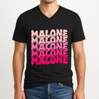 Retro Malone Girl First Name Boy Personalized Groovy 80S V-Neck T-Shirt