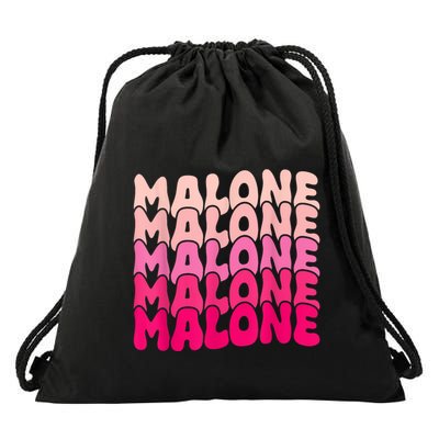 Retro Malone Girl First Name Boy Personalized Groovy 80S Drawstring Bag
