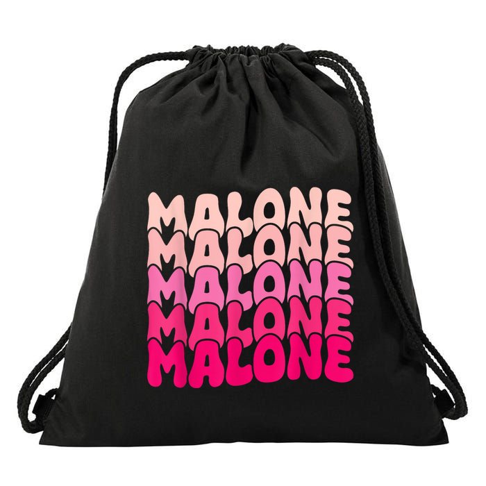 Retro Malone Girl First Name Boy Personalized Groovy 80S Drawstring Bag