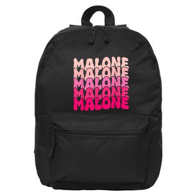 Retro Malone Girl First Name Boy Personalized Groovy 80S 16 in Basic Backpack