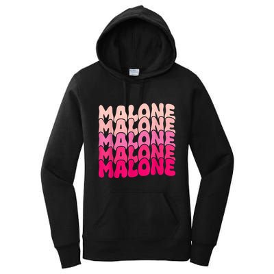 Retro Malone Girl First Name Boy Personalized Groovy 80S Women's Pullover Hoodie