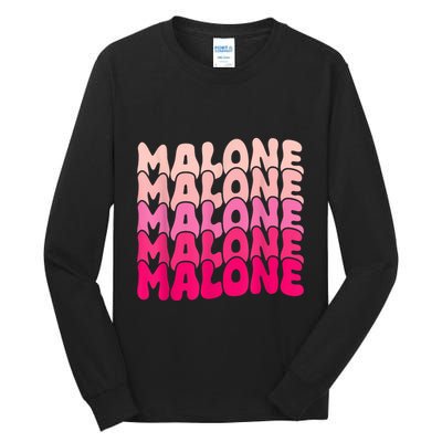 Retro Malone Girl First Name Boy Personalized Groovy 80S Tall Long Sleeve T-Shirt
