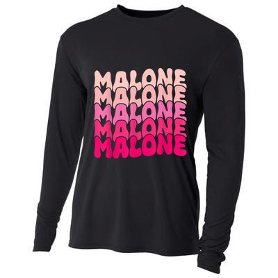 Retro Malone Girl First Name Boy Personalized Groovy 80S Cooling Performance Long Sleeve Crew