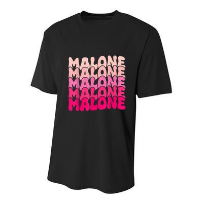 Retro Malone Girl First Name Boy Personalized Groovy 80S Youth Performance Sprint T-Shirt