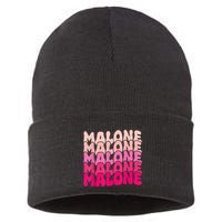 Retro Malone Girl First Name Boy Personalized Groovy 80S Sustainable Knit Beanie