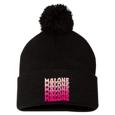 Retro Malone Girl First Name Boy Personalized Groovy 80S Pom Pom 12in Knit Beanie
