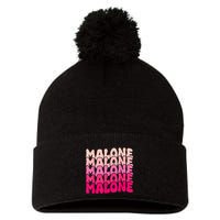 Retro Malone Girl First Name Boy Personalized Groovy 80S Pom Pom 12in Knit Beanie