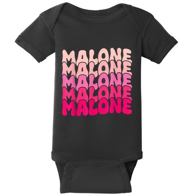Retro Malone Girl First Name Boy Personalized Groovy 80S Baby Bodysuit