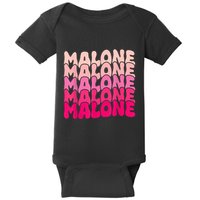 Retro Malone Girl First Name Boy Personalized Groovy 80S Baby Bodysuit