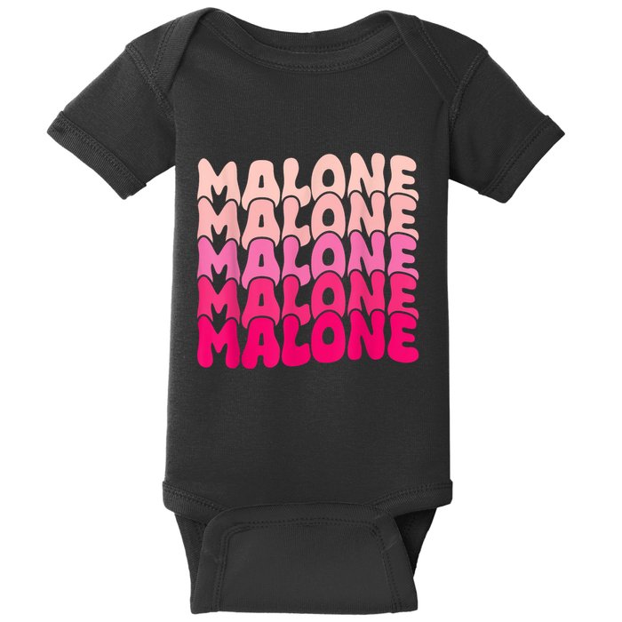 Retro Malone Girl First Name Boy Personalized Groovy 80S Baby Bodysuit