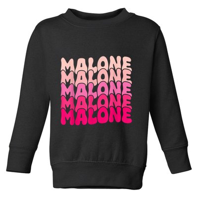 Retro Malone Girl First Name Boy Personalized Groovy 80S Toddler Sweatshirt