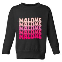 Retro Malone Girl First Name Boy Personalized Groovy 80S Toddler Sweatshirt
