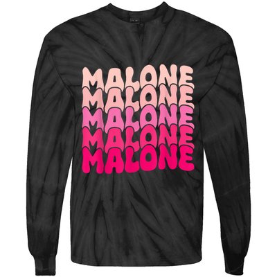 Retro Malone Girl First Name Boy Personalized Groovy 80S Tie-Dye Long Sleeve Shirt