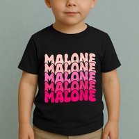 Retro Malone Girl First Name Boy Personalized Groovy 80S Toddler T-Shirt