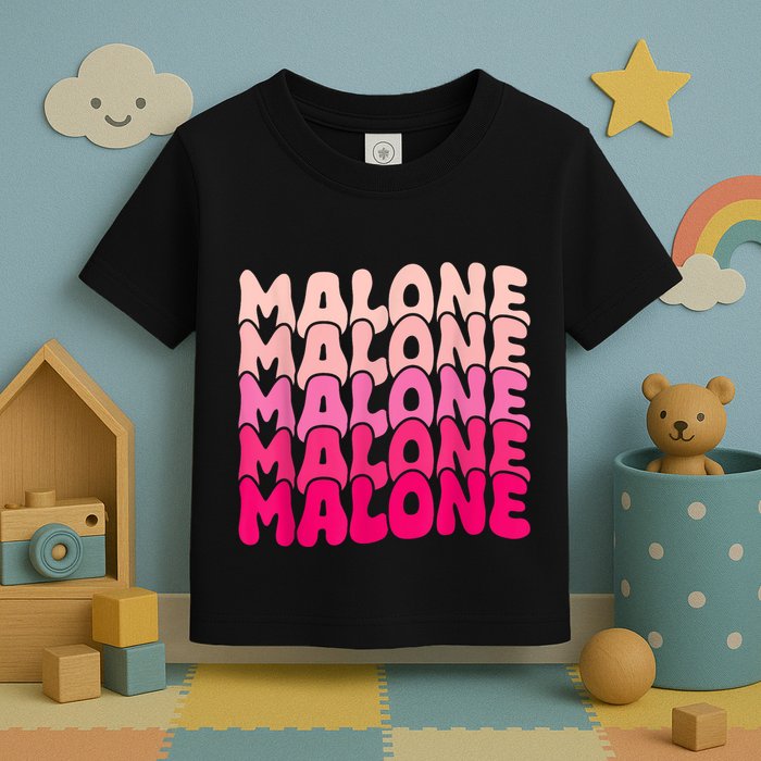 Retro Malone Girl First Name Boy Personalized Groovy 80S Toddler T-Shirt