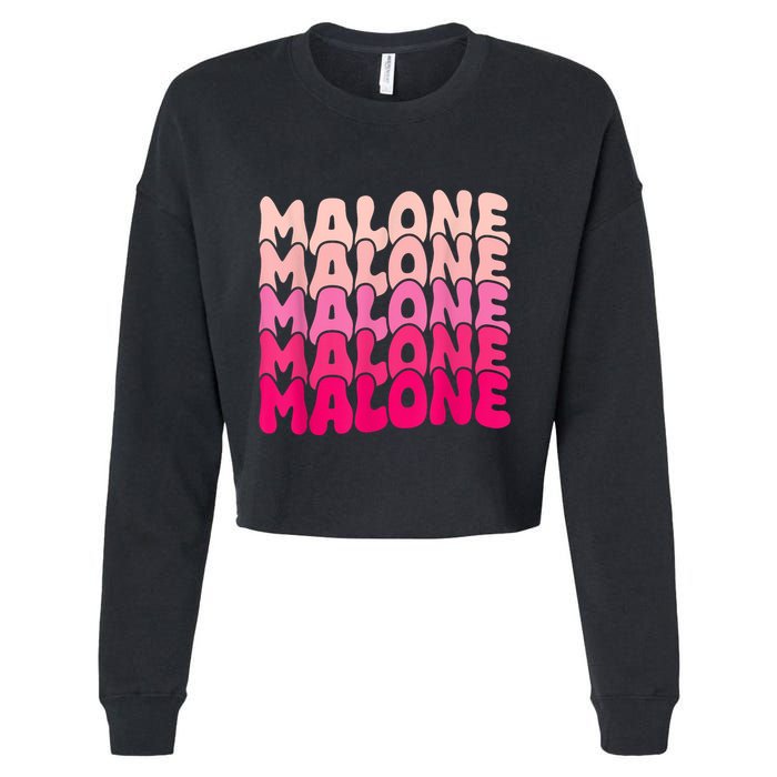 Retro Malone Girl First Name Boy Personalized Groovy 80S Cropped Pullover Crew