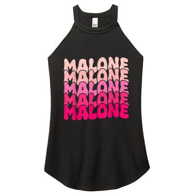 Retro Malone Girl First Name Boy Personalized Groovy 80S Women's Perfect Tri Rocker Tank