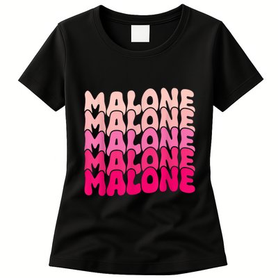 Retro Malone Girl First Name Boy Personalized Groovy 80S Womens T-Shirt