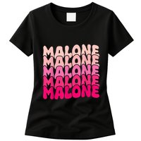 Retro Malone Girl First Name Boy Personalized Groovy 80S Womens T-Shirt