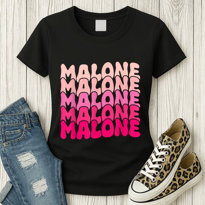 Retro Malone Girl First Name Boy Personalized Groovy 80S Womens T-Shirt
