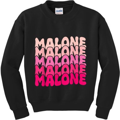Retro Malone Girl First Name Boy Personalized Groovy 80S Kids Sweatshirt